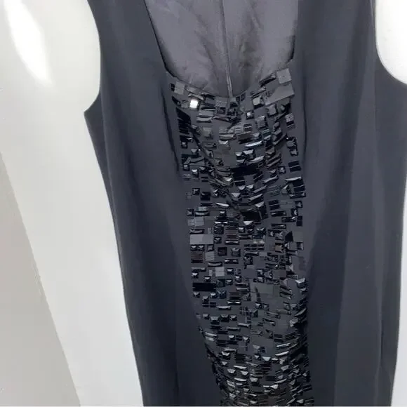 AKRIS Black Dress Size 16 Square Neck Knee Length Stud Embellishments MSRP $2500 - Picture 5 of 13